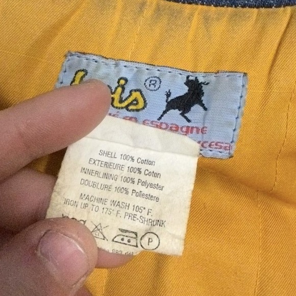 Vintage 80s Denim Biker Jacket Blue Belted Quilted Lining Moto Trucker Coat - Picture 9 of 9